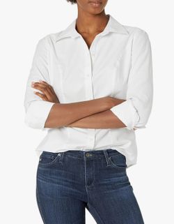 🆕 Women's Cutter & Buck White Classic Nailshead Button-Up Shirt 1X