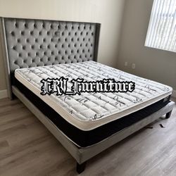 New King Bed Frame With Mattress 