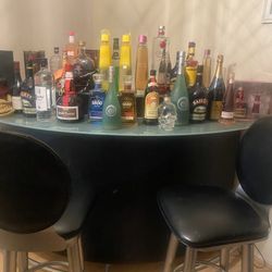 Half Moon Bar W/ Inside Storage Shelves