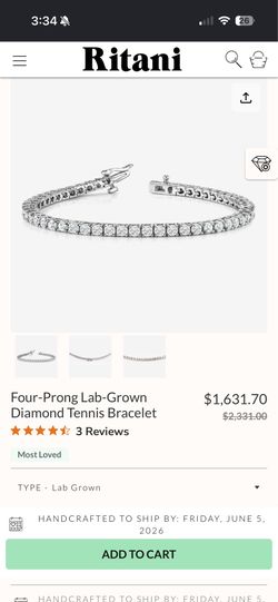 Four-Prong Lab-Grown Diamond Tennis Bracelet