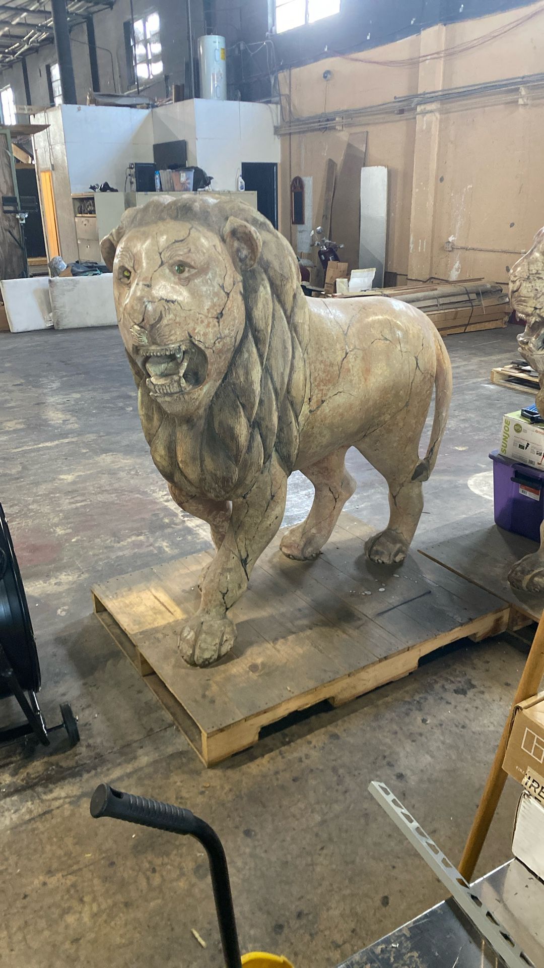 Solid Wood Antique Set Of Lions