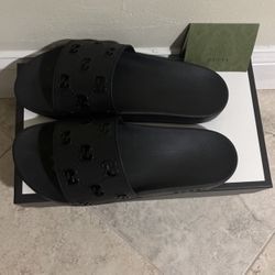 Gucci GG Slides Rubber Black Size 12