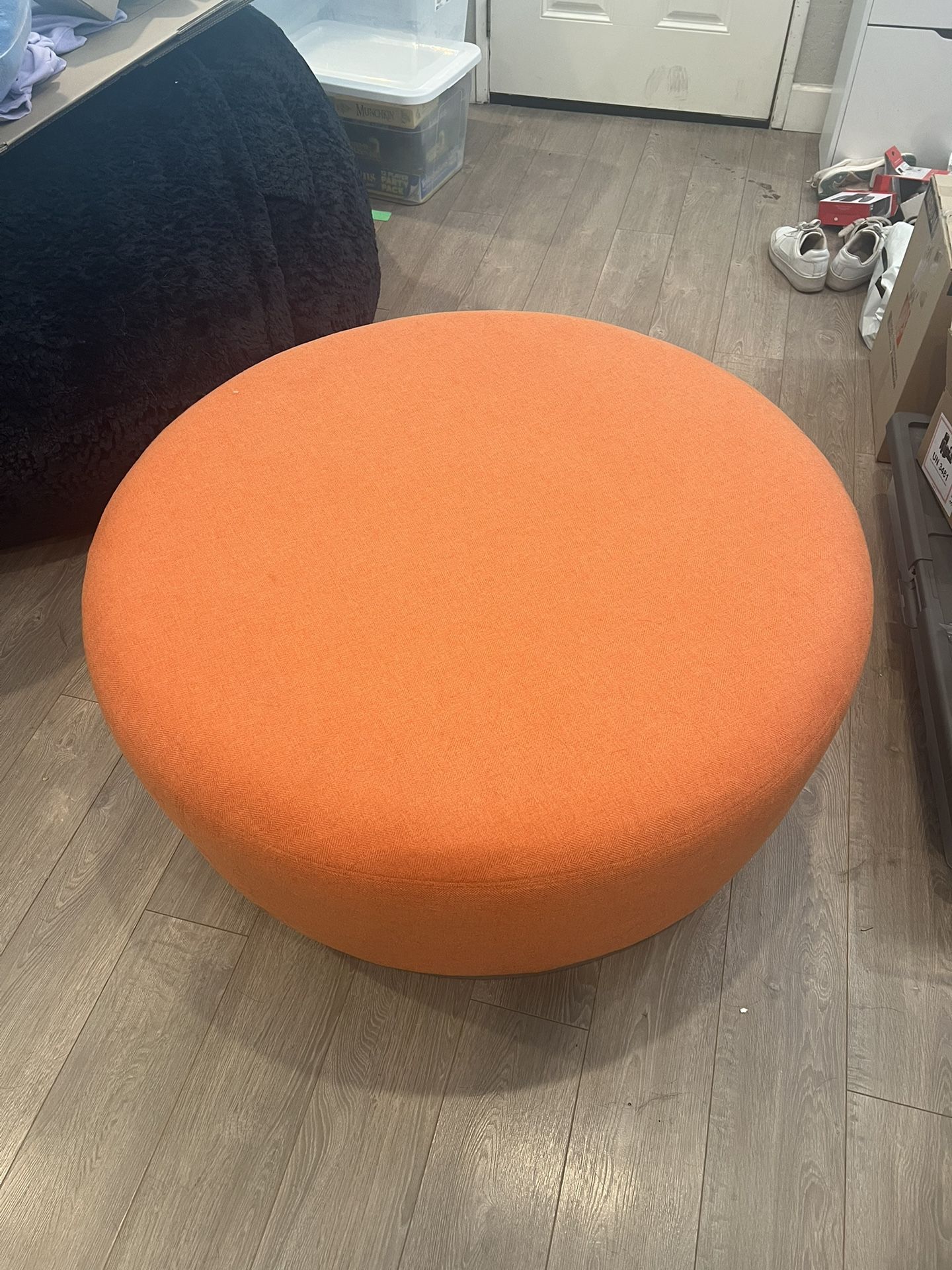 Ideon SitOnIt Large Circular Orange Ottoman Pasea Collection