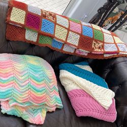 $25 Each Firm.  Hand Made Crocheted Knitted Afghan, Throw, Blanket, Quilt.  From Clean Home, No Smoke Or Pets. $25 Each Not Negotiable.  