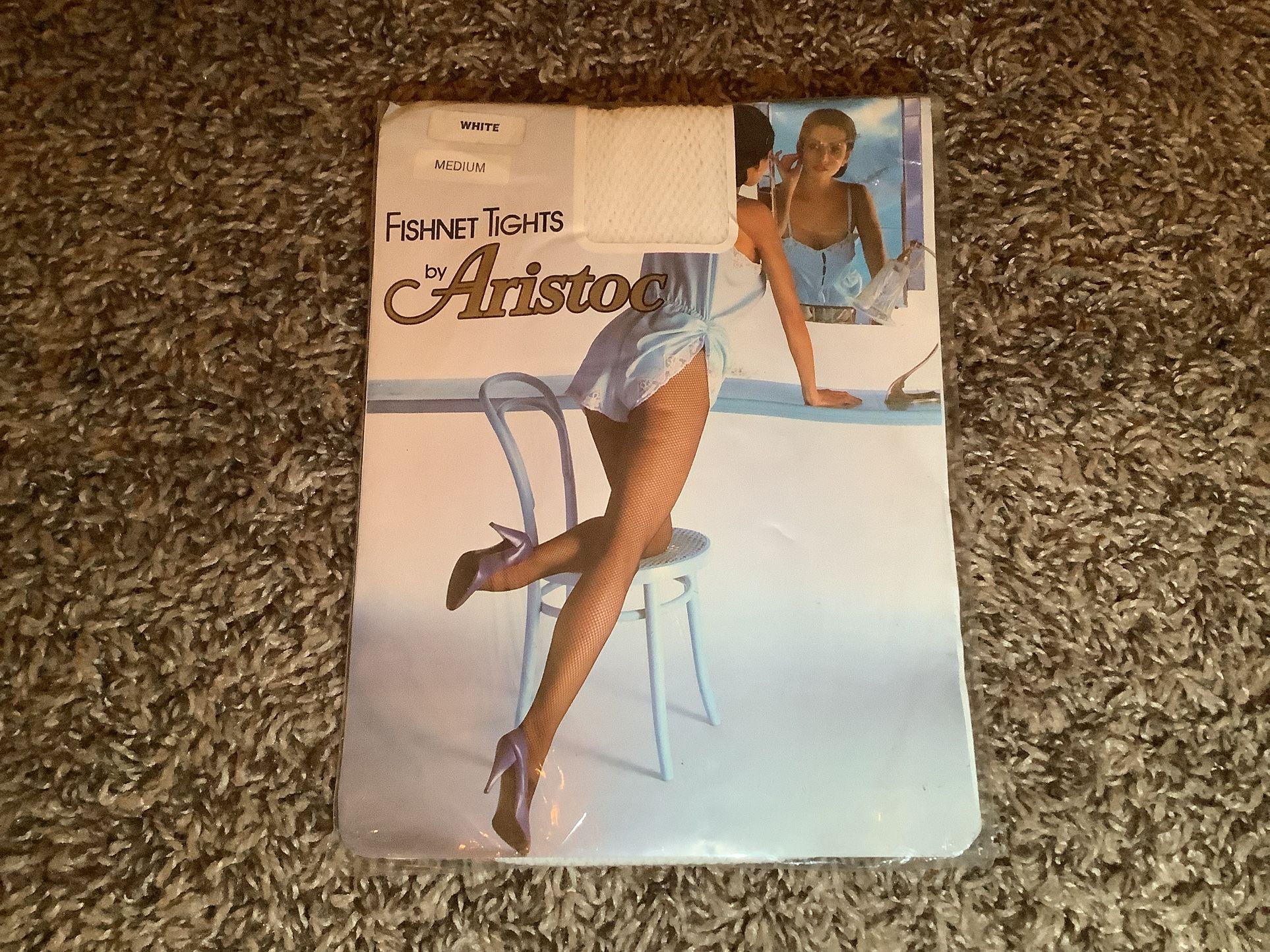 Aristoc fishnet tights, 100% nylon, color white, size: M