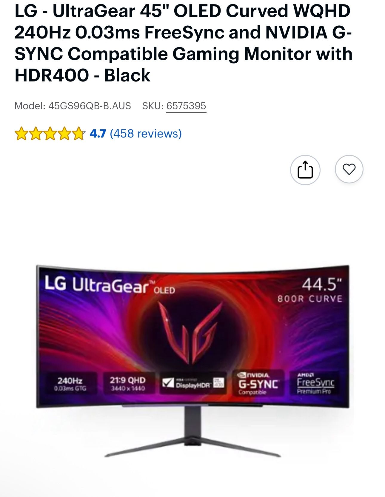 LG Ultra gear 44.5 Inch Oled Gaming Monitor