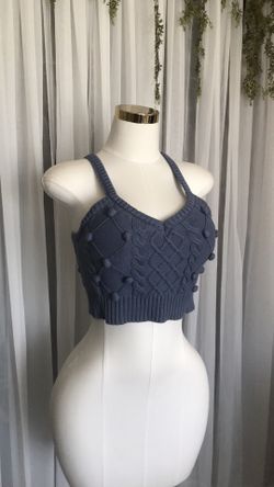 Pom Pom Knit Crop Top Size L