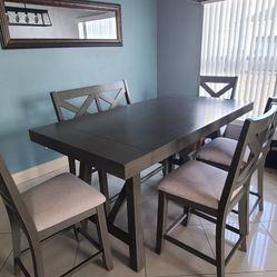 Modern Farmhouse Dining Table Set + Seating For 6 