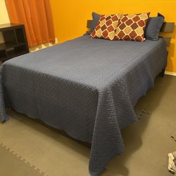 Full/double size Tempur-pedic mattress and IKEA bed frame with headboard.