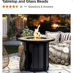 Steel round fire pit table with tile