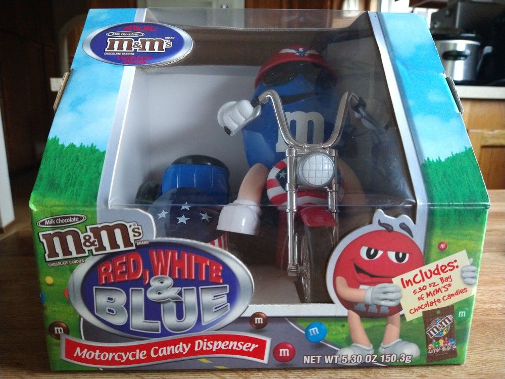 Patriotic Motorcycle M&M Dispenser 