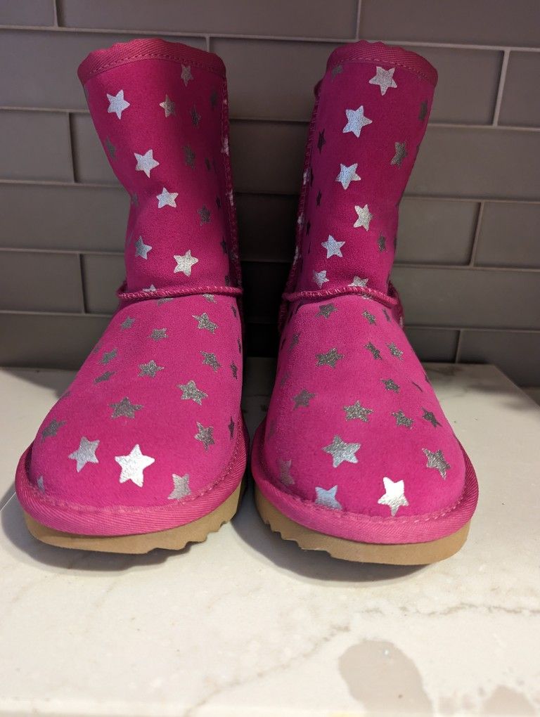 UGG Classic Pink Boot With Silver Stars HOT PINK, Size US 4