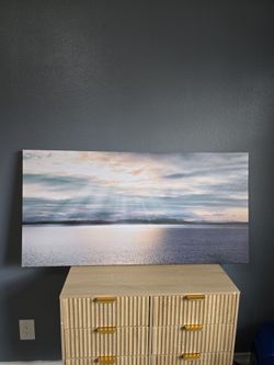 Ocean Canvas Wall Art: Sea View Artwork Sunrise Scenery Prints Seaside Seascape Picture Painting for Bedroom Living Room Home Wall Decor 48x24inch