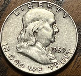 SILVER - 1959 D Ben Franklin  90% Silver Half Dollar