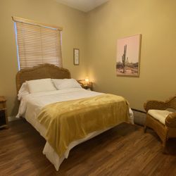 Wicker/Rattan Headboard Chair Side Table Nightstand 