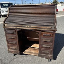 Antique Horrocks Rolltop Desk with Chairs to Restore