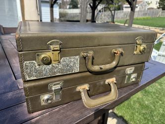 2 vintage brown leather briefcases LOT - used