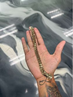 12MM Handmade Cuban Link Bracelet 14k Gold Over .999 Silver