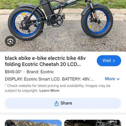 Cheetah 20’’ Ebike this bike is in excellent perfect condition has only been ridden 3 to 4 times at the most