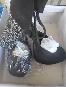 Black back silver glitter heels