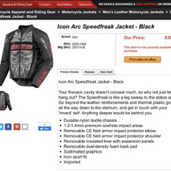 Icon Speedfreak Motorcycle Jacket  Men’s Medium