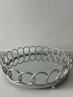 Silver Mirrored Decorative Tray