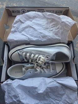 Converse low tops silver womens 8