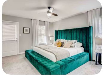Teal Velvet King Bed Frame with Headboard  and Mattress