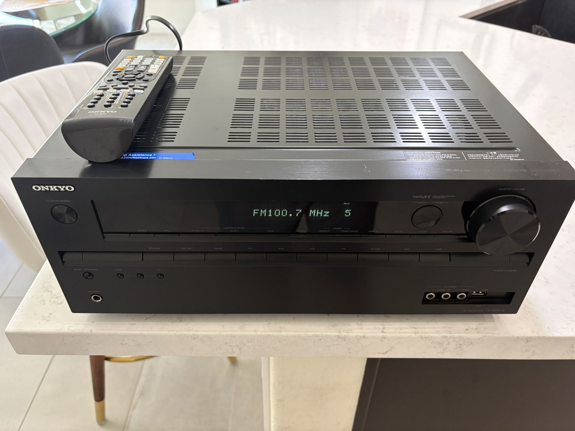 Onkyo TX-NR414 5.1 Channel AV Receiver w/ Remote – Excellent Condition