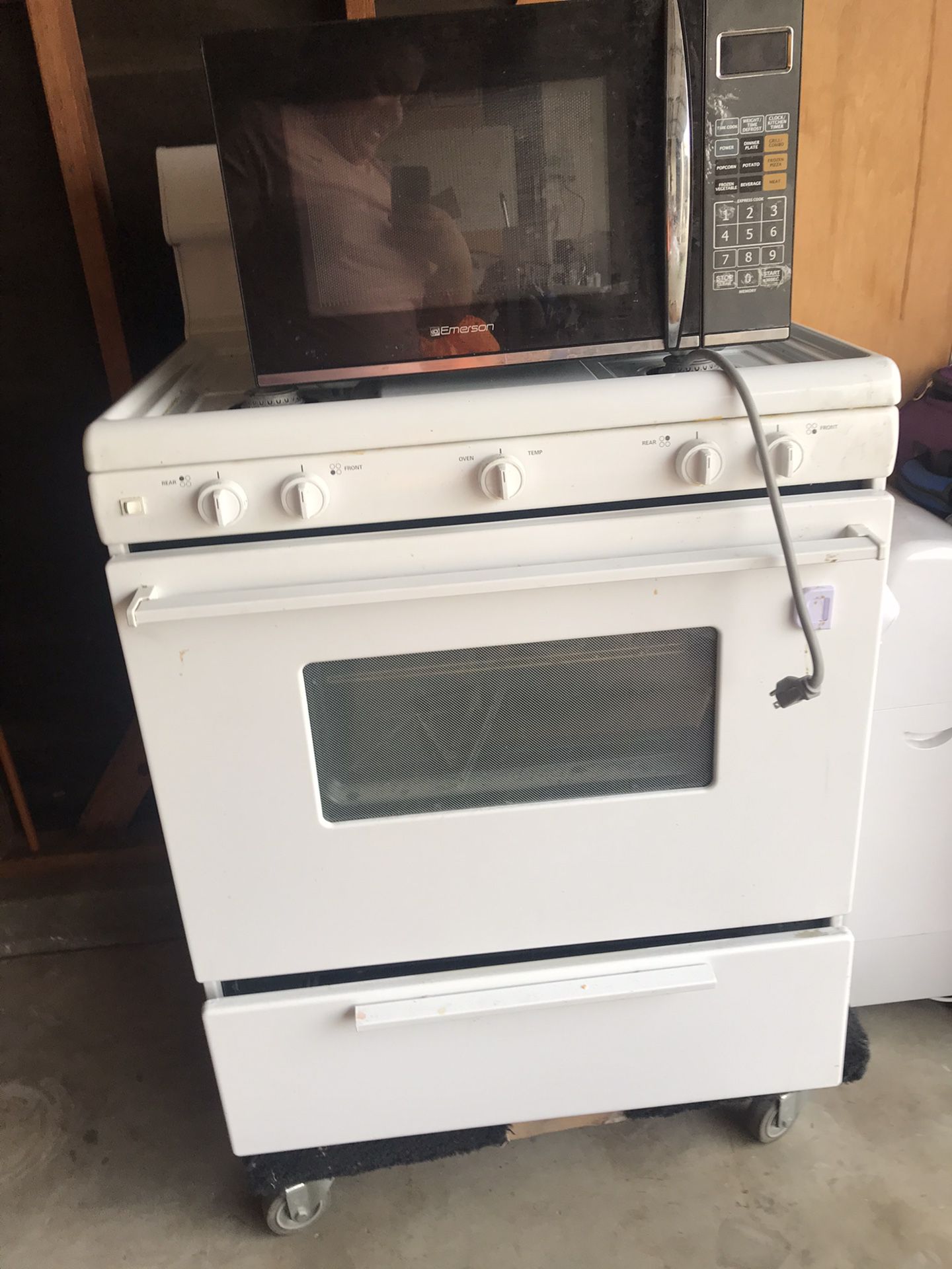 Microwave and gas stove used
