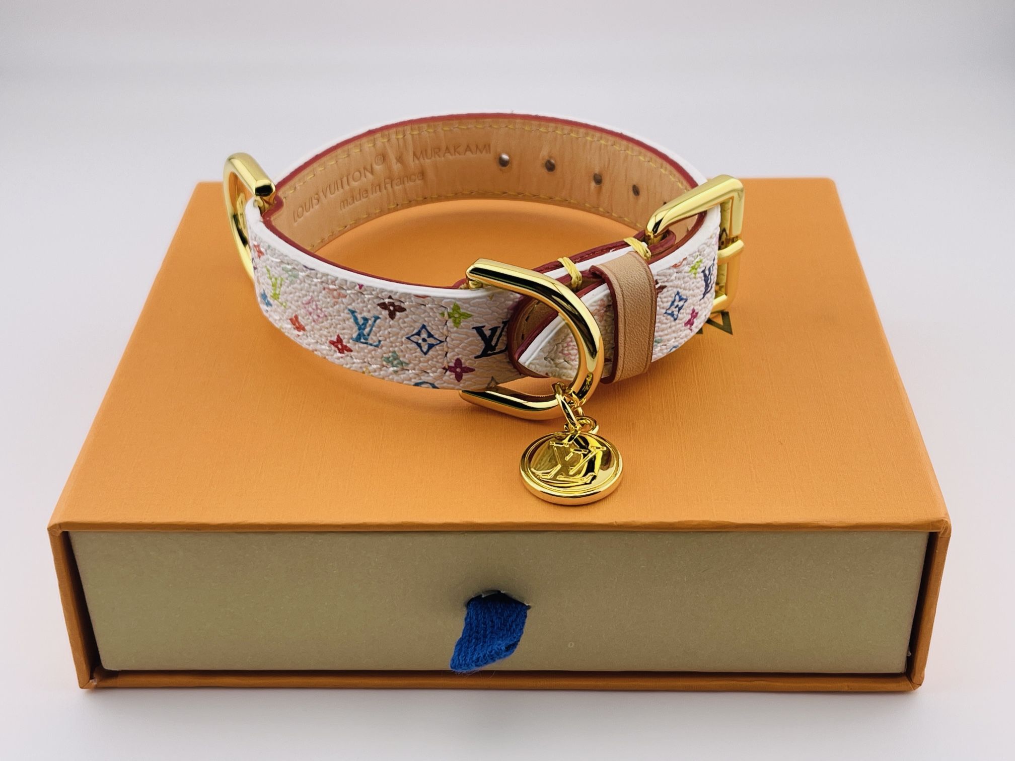 Louis Vuitton Takashi Murakami Dog Collar XS White Multicolored