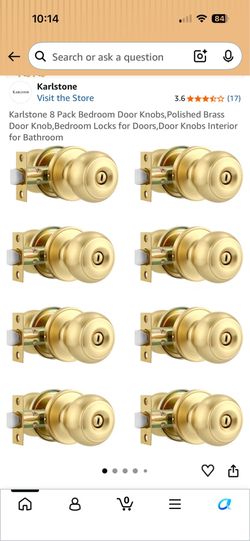 8-Pack Bedroom Door Knobs,Polished Brass Door Knob Bedroom Locks for Doors (1)