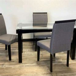 Dining Set 5pcs Color Grey With Espresso
