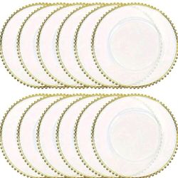 12 Gold Clear Decorative Plates 