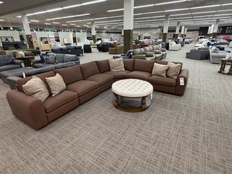 Nicelink High Point Showroom 6 Piece Corner Sectional - Cognac | L-Shaped Couch | Modular Sofa