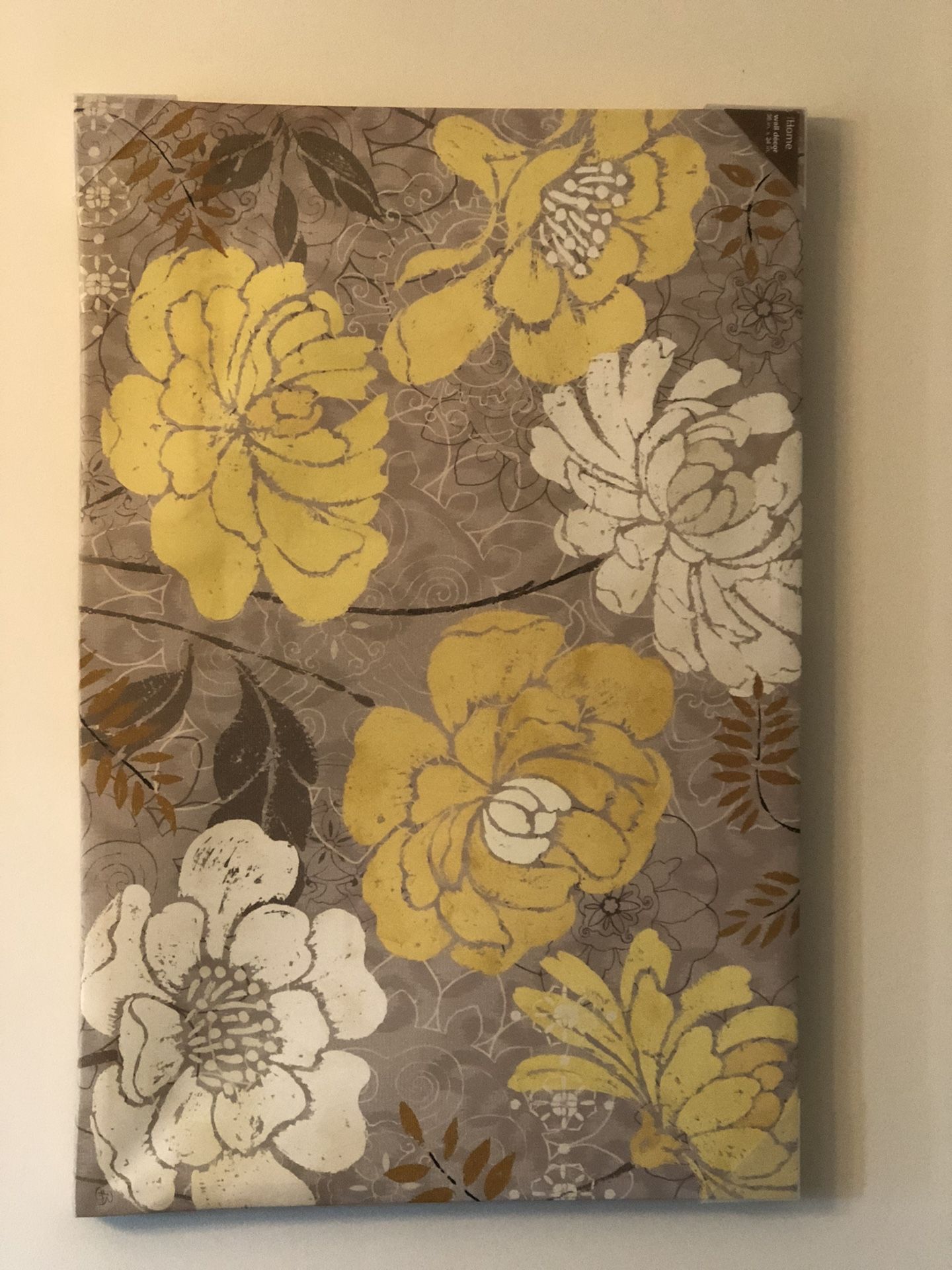 Floral Print On Canvas Wall Decor