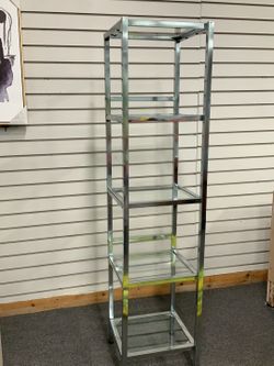 Chrome Silver and Glass Display Shelf