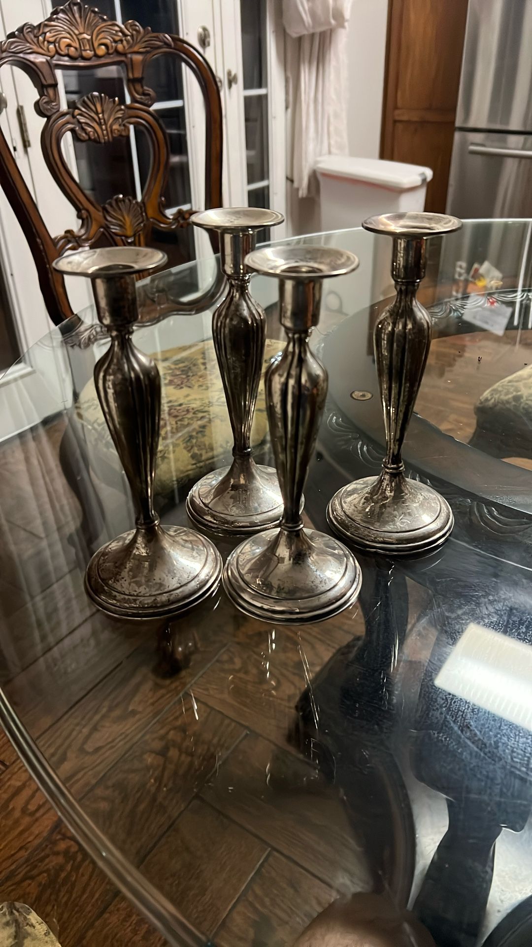 4 Antique Dominick & Haff Sterling Silver 8” Candle Holders
