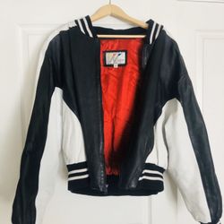 Vintage 80s Men’s black and white leather jacket