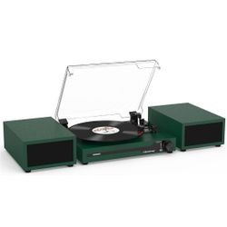 LP&No.1  Vintage Turntable Darkgreen Color And Bluetooth 
