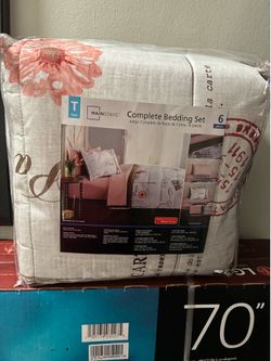 bedding set twin 6 pcs ( paris). colcha con sabanas