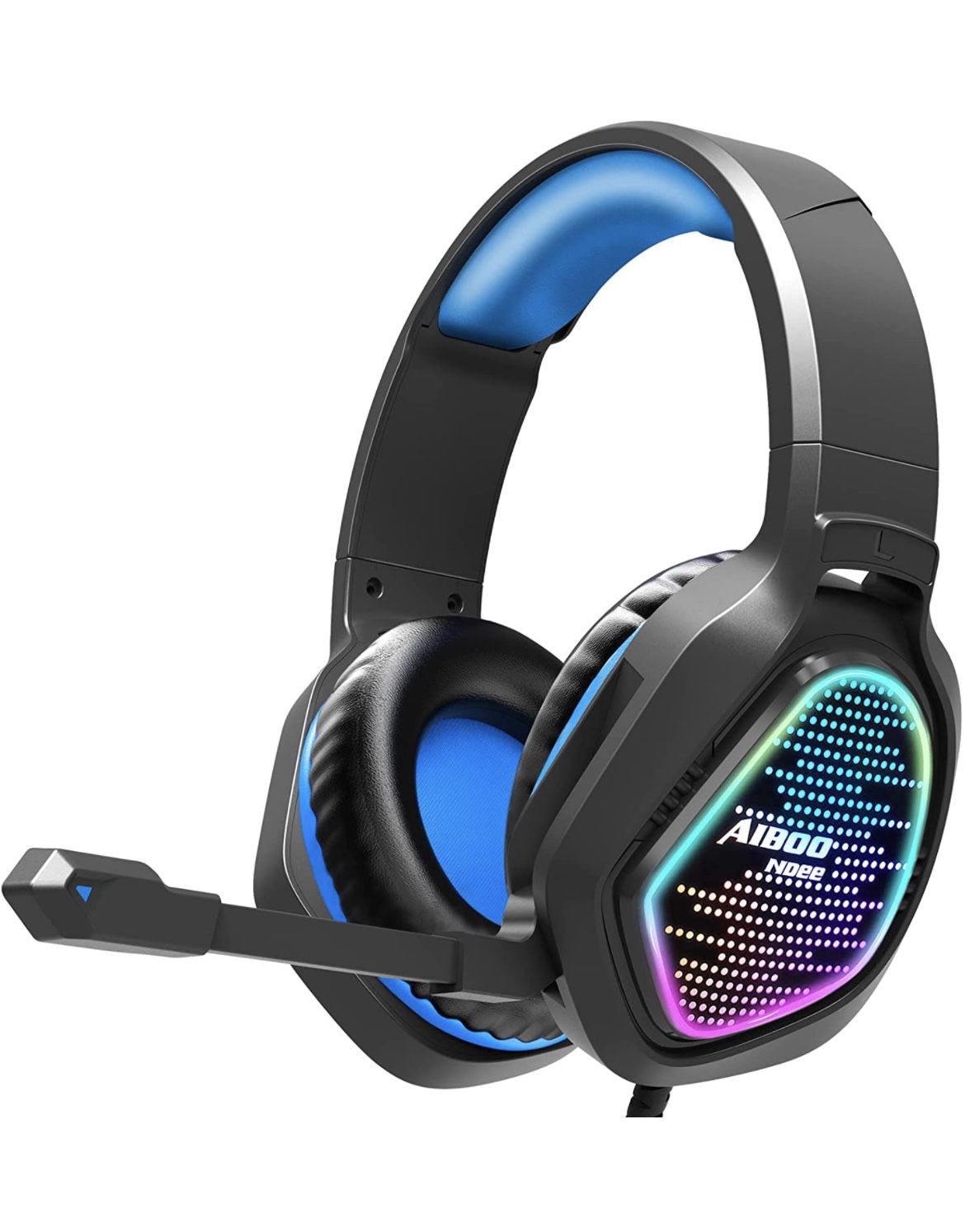 New Sealed Gaming Headset with Mic, PS4 Headset with Noise Canceling, Stereo Surround Sound, RGB Light, Comfort Earmuffs, Over-Ear Headphones 