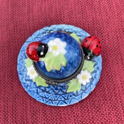 Ladybugs On Hat Trinket Box