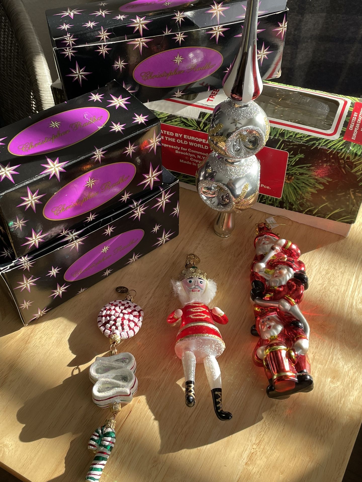 Vintage Christmas Topper And Ornaments