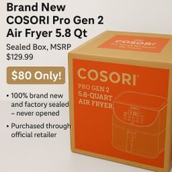 Brand New COSORI Pro Gen 2 Air Fryer 5.8 Qt – Sealed Box, MSRP $129.99 – $80 Only!