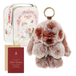 Bunny LuLu Handmade Soft Bunny PomPom Keychain with Designed Tin Box – Adorable Charm for Bags, Phones