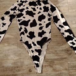 Cow Print Long Sleave Body Suite Top.