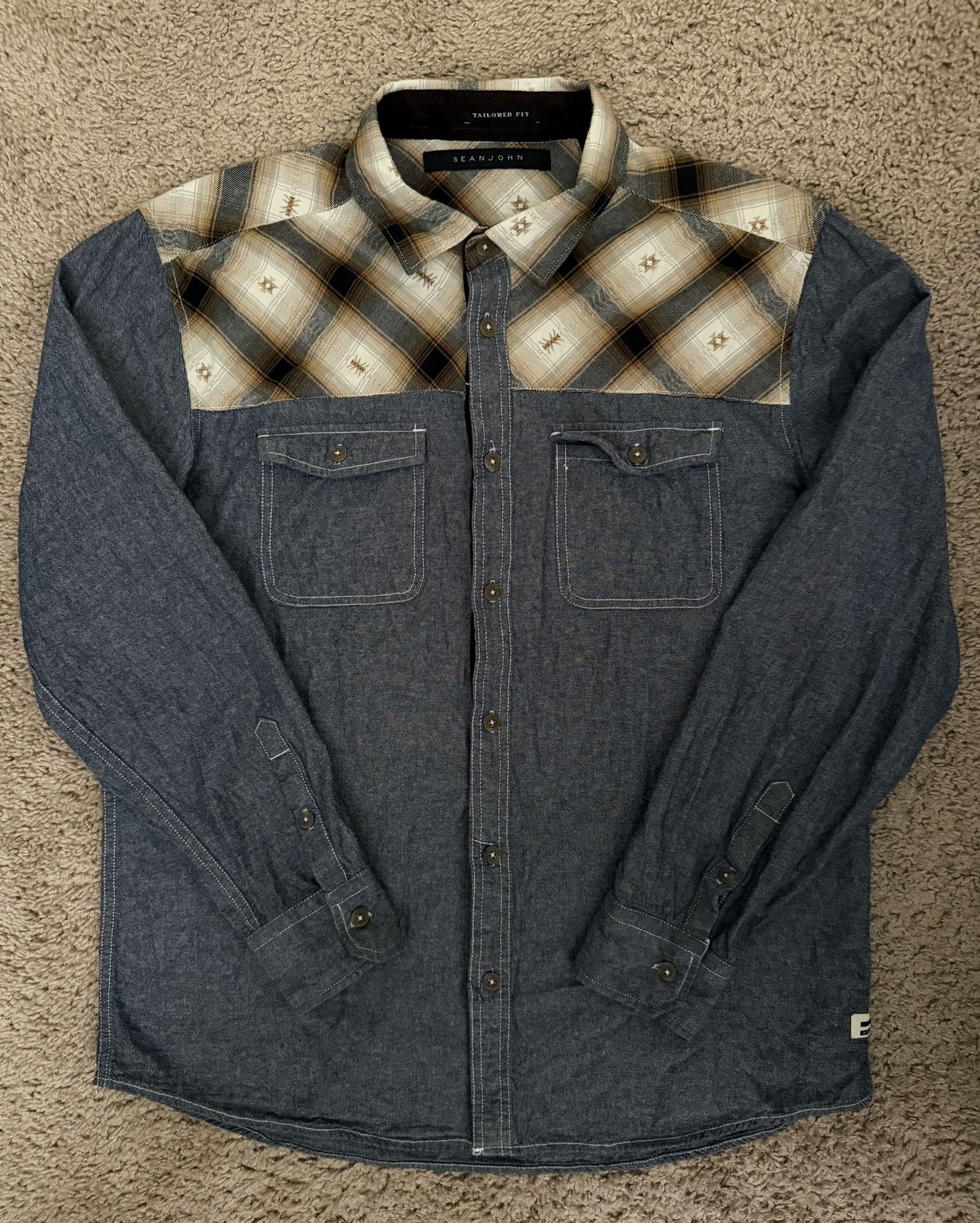 SEAN JOHN TAILORED FIT BUTTON DOWN LONG SLEEVE Men XL