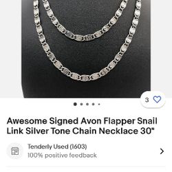 30" Vintage AVON silver tone Neckless 