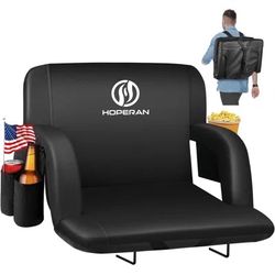 Black 23 in. W Outdoor Heated Stadium Seats for Bleachers with Backs and Cushion Wide, Portable Foldable Bleacher Chair $40